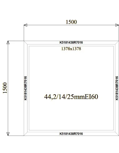 Aluminium Brandschutzfenster 1500 x 1500 mm MB-78EI F60 Festverglasung