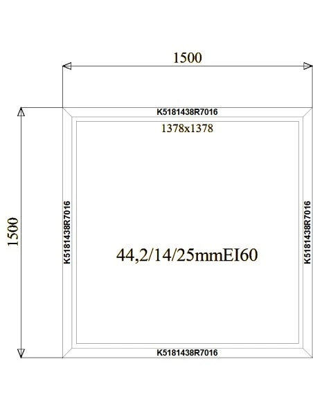 Aluminium Brandschutzfenster 1500 x 1500 mm MB-78EI F60 Festverglasung