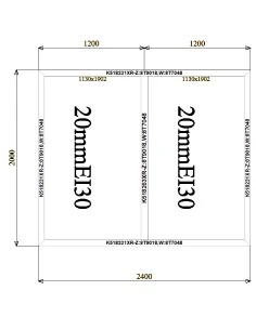 Aluminium Brandschutzfenster 2400 x 2000 mm MB-60E EI F30 Festverglasung