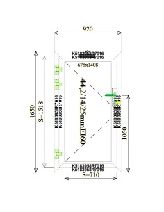 Aluminium Tür Brandschutztür 920 x 1650 mm MB-78EI T60