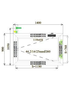 Aluminium Brandschutzfenster 1400 x 900 mm MB-78EI F60