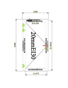 Aluminium Tür Brandschutztür 1060 x 2100 mm MB-60E EI T30