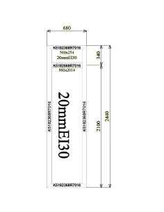 Aluminium Brandschutzfenster 680 x 2440 mm MB-60E EI F30 Festverglasung