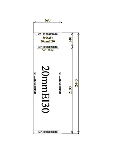 Aluminium Brandschutzfenster 680 x 2440 mm MB-60E EI F30 Festverglasung