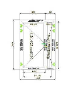 Aluminium Tür Brandschutztür 1450 x 2050 mm MB-78EI T60