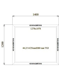 Aluminium Brandschutzfenster 1400 x 1200 mm MB-78EI F60 Festverglasung