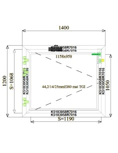 Aluminium Brandschutzfenster 1400 x 1200 mm MB-78EI F60
