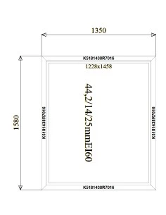 Aluminium Brandschutzfenster 1350 x 1580 mm MB-78EI F60 Festverglasung