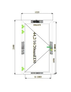 Aluminium Tür Brandschutztür 1225 x 2100 mm MB-78EI T30