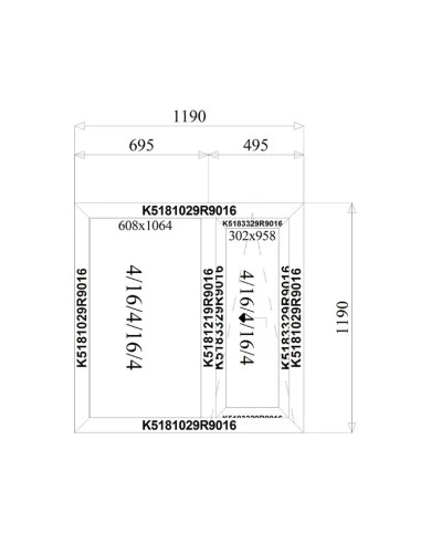Aluminium Schiebefenster 1190 x 1190 mm MB-77HS