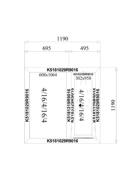 Aluminium Schiebefenster 1190 x 1190 mm MB-77HS