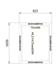 Aluminium Brandschutzfenster 825 x 1030 mm MB-78EI F60 Festverglasung