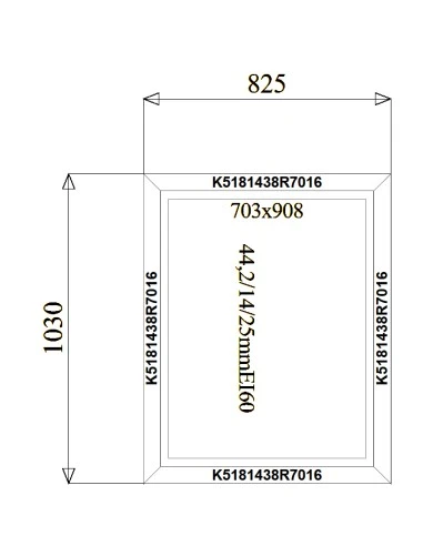 Aluminium Brandschutzfenster 825 x 1030 mm MB-78EI F60 Festverglasung