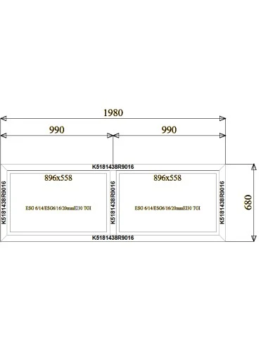 Aluminium Brandschutzfenster 1980 x 680 mm MB-78EI F30 Festverglasung