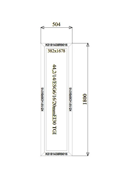 Aluminium Brandschutzfenster 504 x 1800 mm MB-78EI F30 Festverglasung