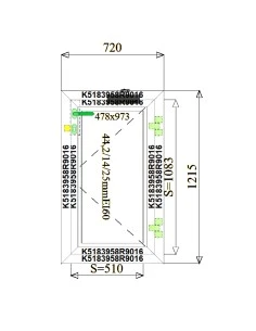 Aluminium Brandschutzfenster 720 x 1215 mm MB-78EI F60