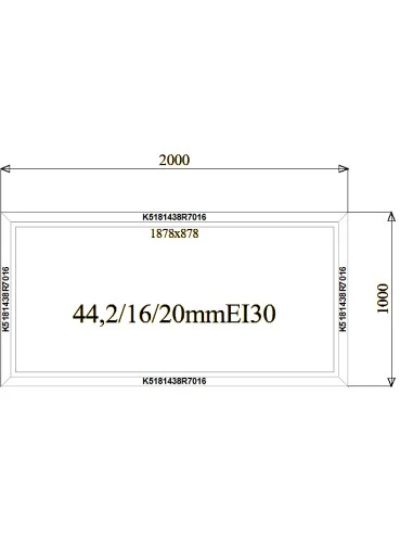 Aluminium Brandschutzfenster 1400 x 1000 mm MB-78EI F30 Festverglasung