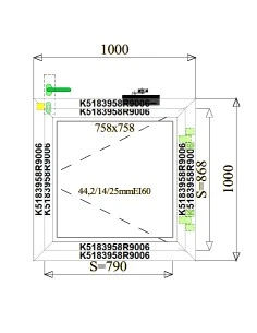 Aluminium Brandschutzfenster 1000 x 1000 mm MB-78EI F60