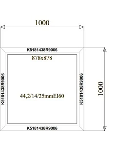 Aluminium Brandschutzfenster 1000 x 1000 mm MB-78EI F60 Festverglasung