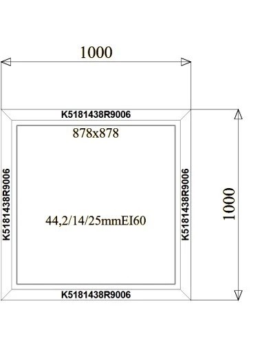 Aluminium Brandschutzfenster 1000 x 1000 mm MB-78EI F60 Festverglasung