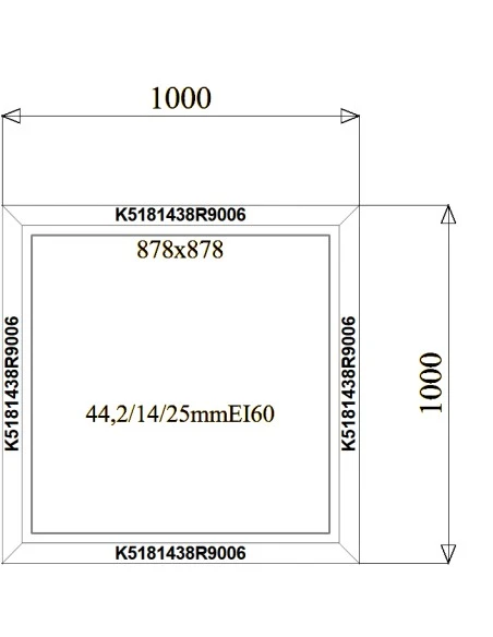 Aluminium Brandschutzfenster 1000 x 1000 mm MB-78EI F60 Festverglasung