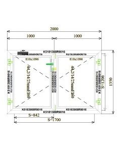 Aluminium Brandschutzfenster 2000 x 1350 mm MB-78EI F60