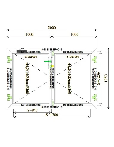 Aluminium Brandschutzfenster 2000 x 1350 mm MB-78EI F60