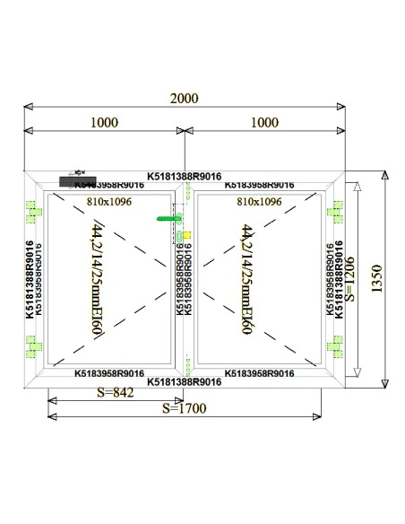 Aluminium Brandschutzfenster 2000 x 1350 mm MB-78EI F60