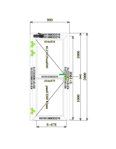 Aluminium Tür Brandschutztür 900 x 2000 mm MB-78EI T60