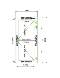 Aluminium Tür Brandschutztür 1000 x 2092 mm MB-78EI T60