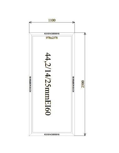 Aluminium Brandschutzfenster 1100 x 2500 mm MB-78EI F60 Festverglasung