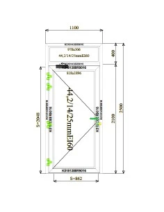 Aluminium Tür Brandschutztür 1100 x 2500 mm MB-78EI T60