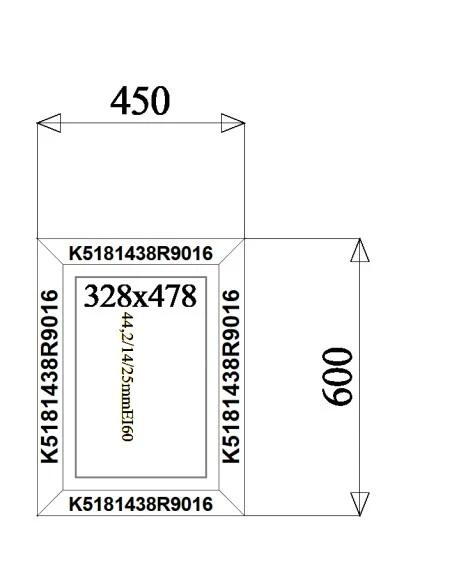 Aluminium Brandschutzfenster 450 x 600 mm MB-78EI F60 Festverglasung
