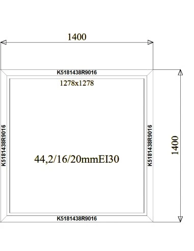 Aluminium Brandschutzfenster 1400 x 1400 mm MB-78EI F30 Festverglasung