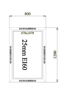 Aluminium Brandschutzfenster 800 x 1200 mm MB-78EI F60 Festverglasung