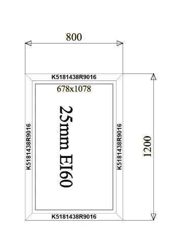 Aluminium Brandschutzfenster 800 x 1200 mm MB-78EI F60 Festverglasung