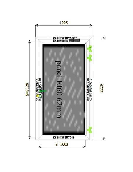 Aluminium Tür Brandschutztür 1225 x 2220 mm MB-78EI T60