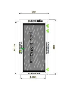 Aluminium Tür Brandschutztür 1225 x 2235 mm MB-78EI T60