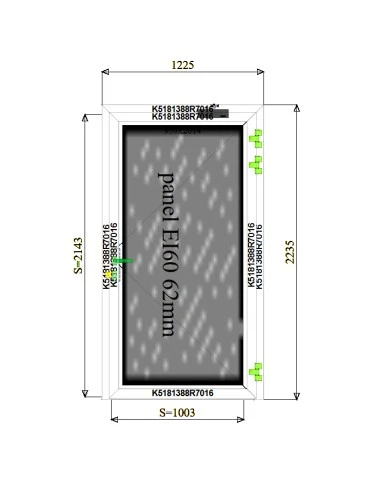 Aluminium Tür Brandschutztür 1225 x 2235 mm MB-78EI T60