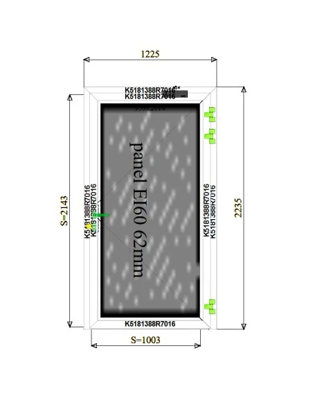 Aluminium Tür Brandschutztür 1225 x 2235 mm MB-78EI T60