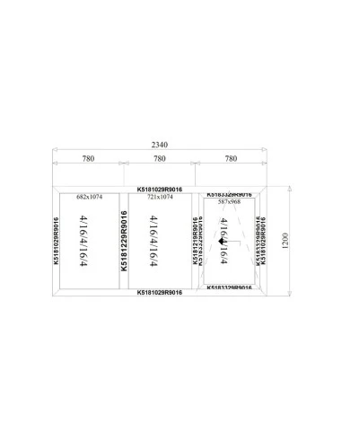 Aluminium Schiebefenster 2340 x 1200 mm MB-77HS