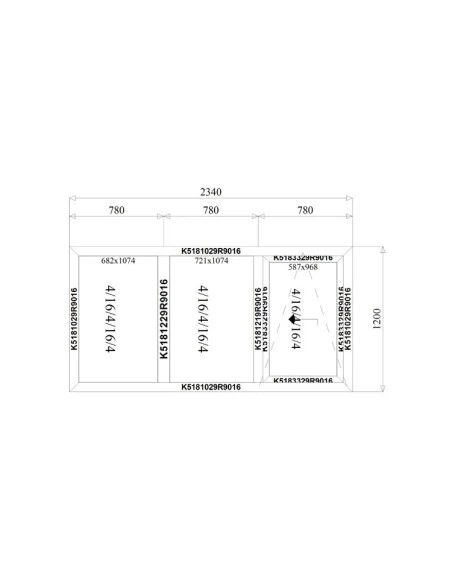 Aluminium Schiebefenster 2340 x 1200 mm MB-77HS