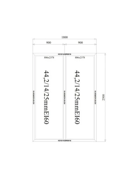 Aluminium Brandschutzfenster 1800 x 2500 mm MB-78EI F60