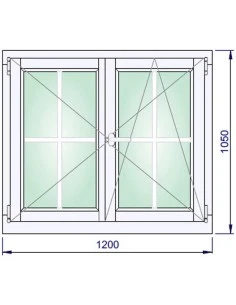 Holzfenster 1200 x 1050 mm Kiefer keilgezinkt Dreh | Dreh-Kipp
