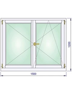 Holzfenster 1500 x 1200 mm Kiefer kantelholz Dreh | Dreh-Kipp