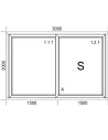 PVC Hebe-Schiebetüren Terrassentür 3000 x 2000 mm | Bodentiefe Fenster