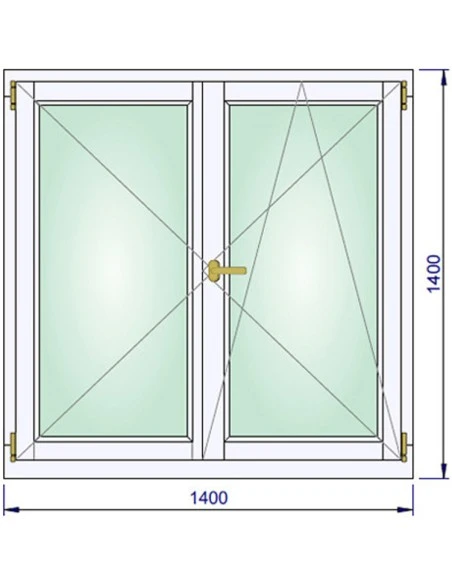 Holzfenster 1400 x 1400 mm Kiefer kantelholz Dreh | Dreh-Kipp