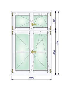 Holzfenster 1090 x 1720 mm Kiefer kantelholz Dreh | Dreh-Kipp