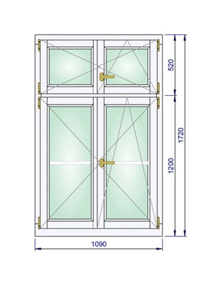 Holzfenster 1090 x 1720 mm Kiefer kantelholz Dreh | Dreh-Kipp