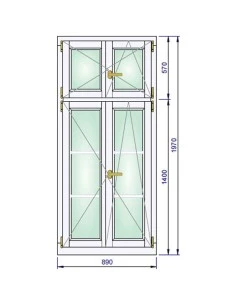 Holzfenster 890 x 1970 mm Kiefer kantelholz Dreh | Dreh-Kipp